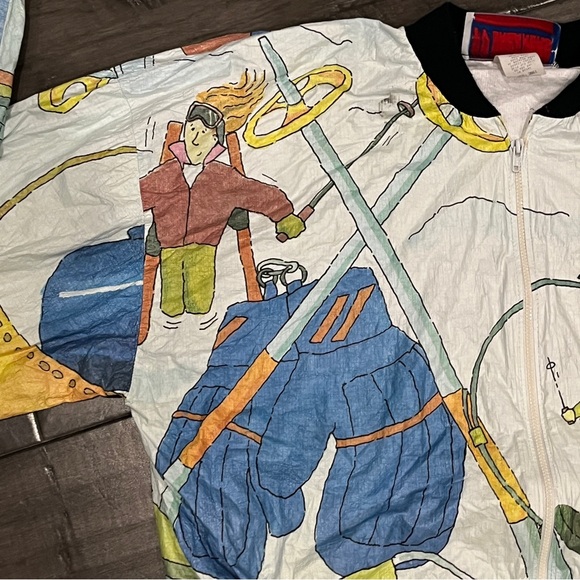 Ty-Breakers Tyvek 90s Lightweight Ski Themed Windbreaker - Size Small - Picture 2 of 12